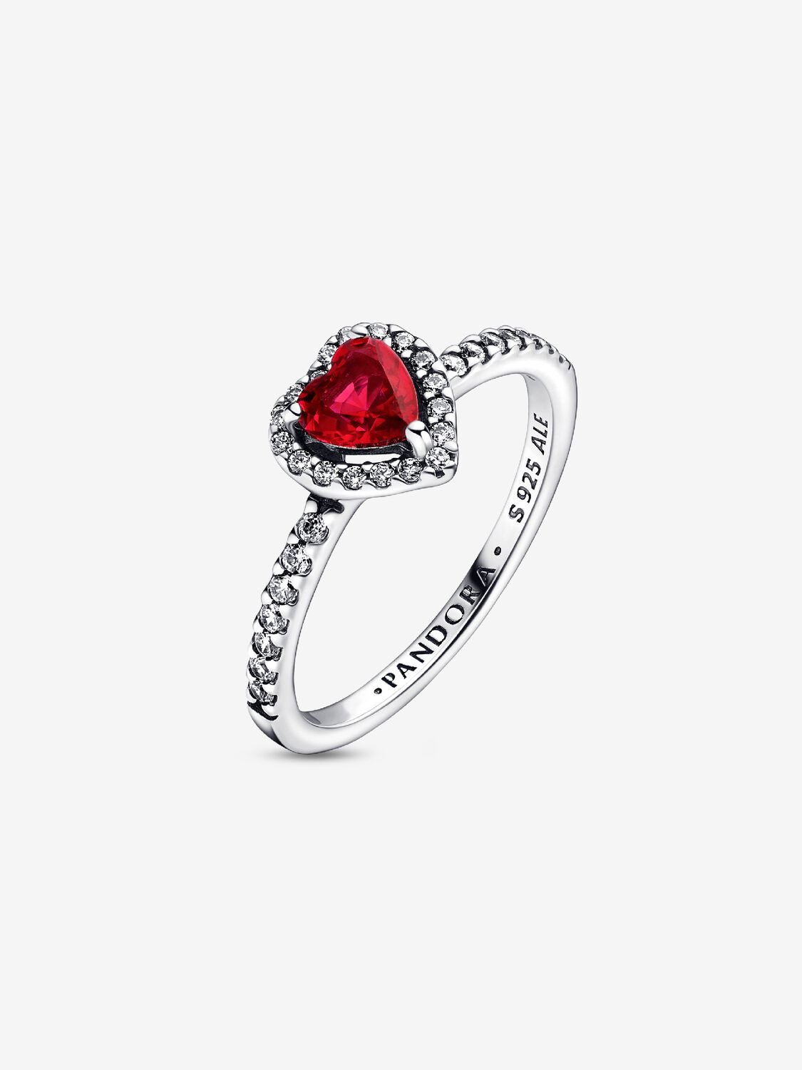 PANDORA Timeless - Anello cuore in argento sterling, con cristallo rosso ciliegia (jubilee red) e pietre di zirconia cubica incolori 198421C02