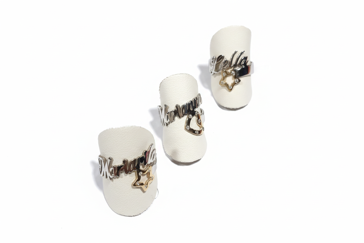 Anello in Argento 925/00 con Nome Personalizzato e Trattamento Bicolore