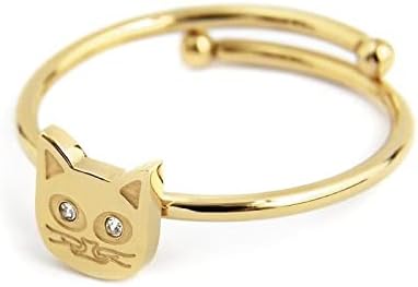 Marlu’ GIOIELLI ANELLO GATTO ACCIAIO PVD ORO 18AN054G-S