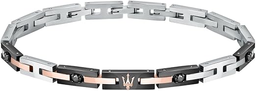 Maserati Jewels Bracciale Uomo in acciaio, cristalli, IP Oro Rosa e nero - JM422ATJ09