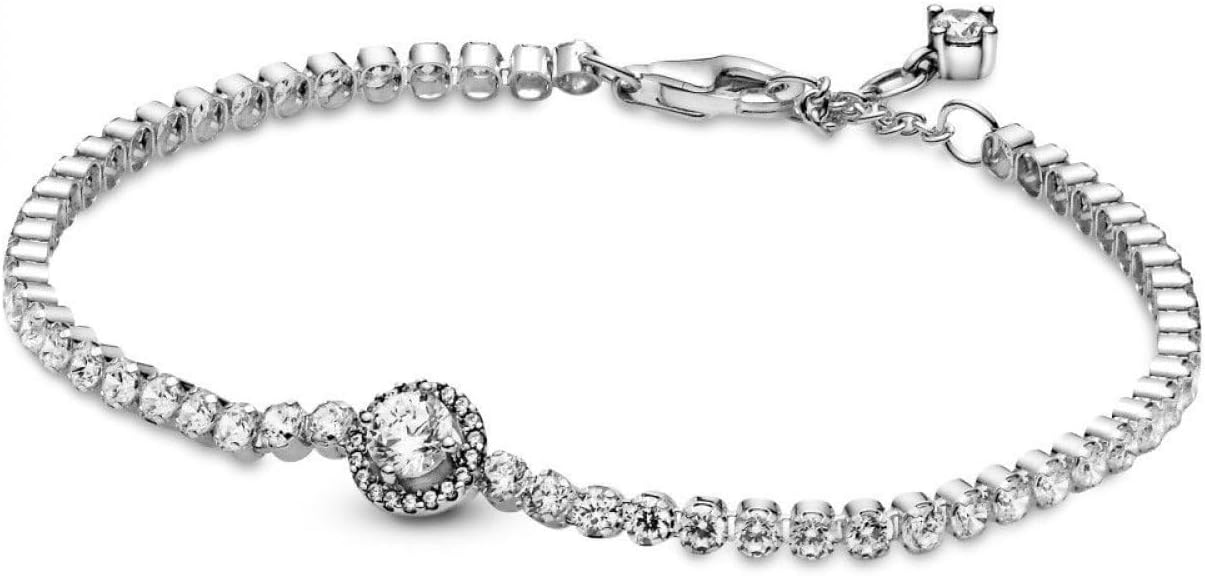 PANDORA Timeless - Bracciale tennis con punto luce scintillante, in argento sterling con pietre di zirconia cubica incolori