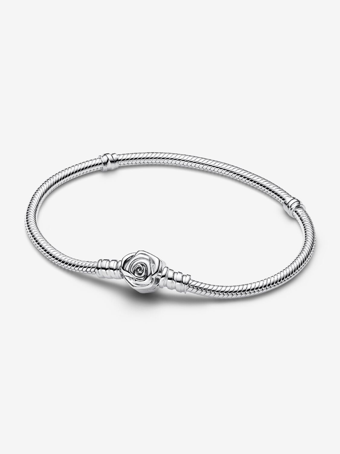 PANDORA Moments - Bracciale con maglia snake in argento sterling con chiusura a rosa
