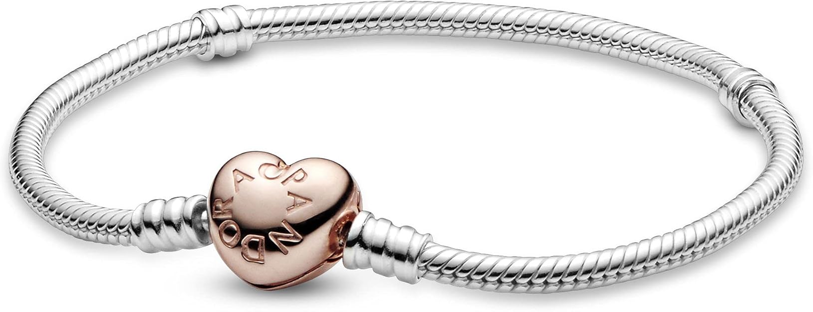 PANDORA Icons - Bracciale con maglia snake e chiusura a cuore placcata in oro rosa 14k