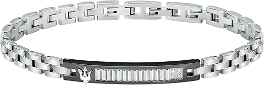 Maserati Bracciale Uomo in Acciaio, Diamanti, IP Nero, Collezione Diamonds - JM423ATY20
