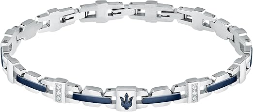 Maserati Bracciale Uomo in Acciaio, Cristalli, IP Blu, Collezione Iconic - JM523AVD32