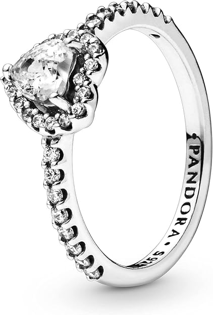 PANDORA Timeless - Anello con cuore in rilievo, in argento sterling, con pietre di zirconia cubica incolori