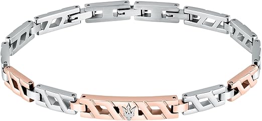 Maserati Bracciale in Acciaio da Uomo, Ip Oro Rosa, Collezione Iconic - JM124AVD37