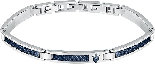 Maserati Bracciale Uomo in Acciaio, IP Blu, Collezione Iconic - JM523AVD33