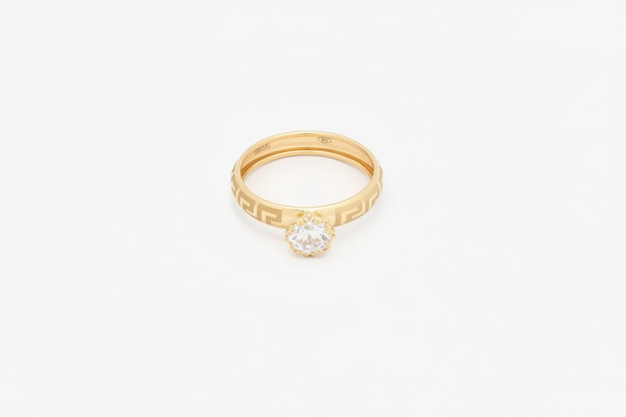 Anello unisex con greca in oro giallo 18 carati ANS140