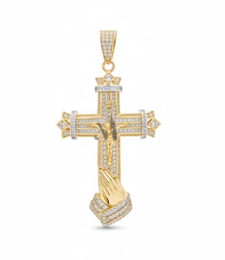 Croce in Oro Giallo 18 carati e zirconi CIS613