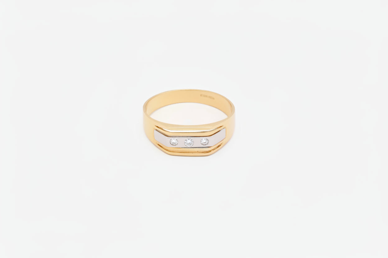 Anello Uomo in Oro Giallo 18 Carati bicolore